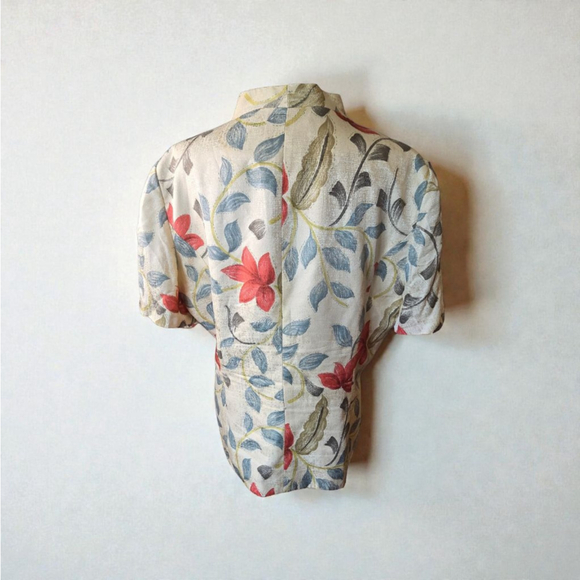 Adrianna Papell Blouse Plus Size 16 Beige Red Floral